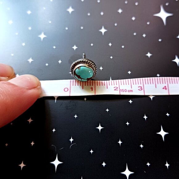 Gorgeous Natural Turquoise & Sterling Silver Stud Earrings - Picture 3 of 3